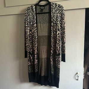 Oliver by Escio ombré leopard print long cardigan size M